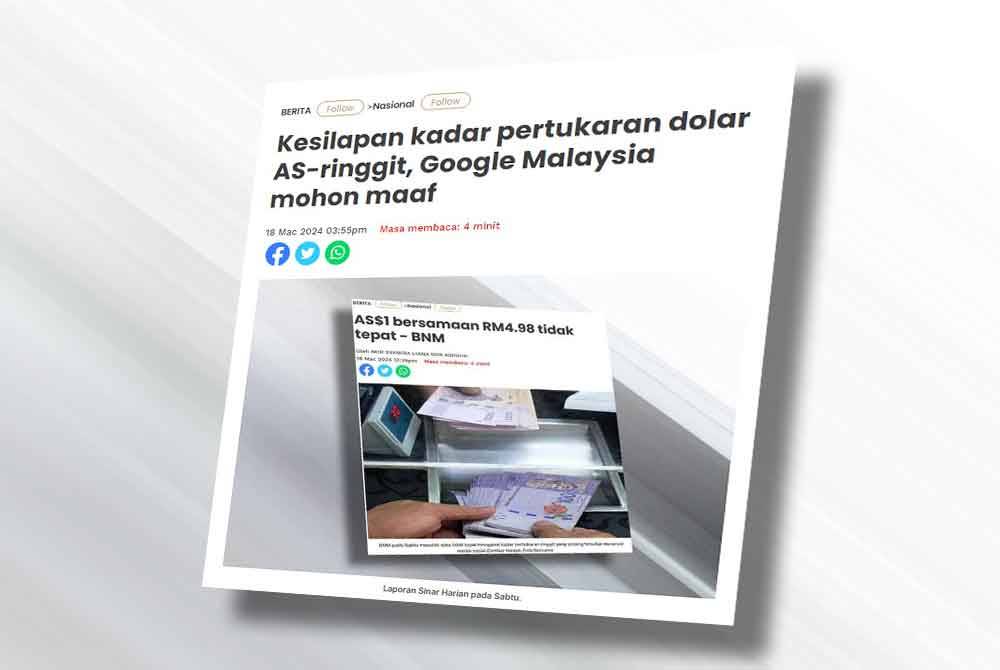 Laporan Sinar Harian pada Isnin.