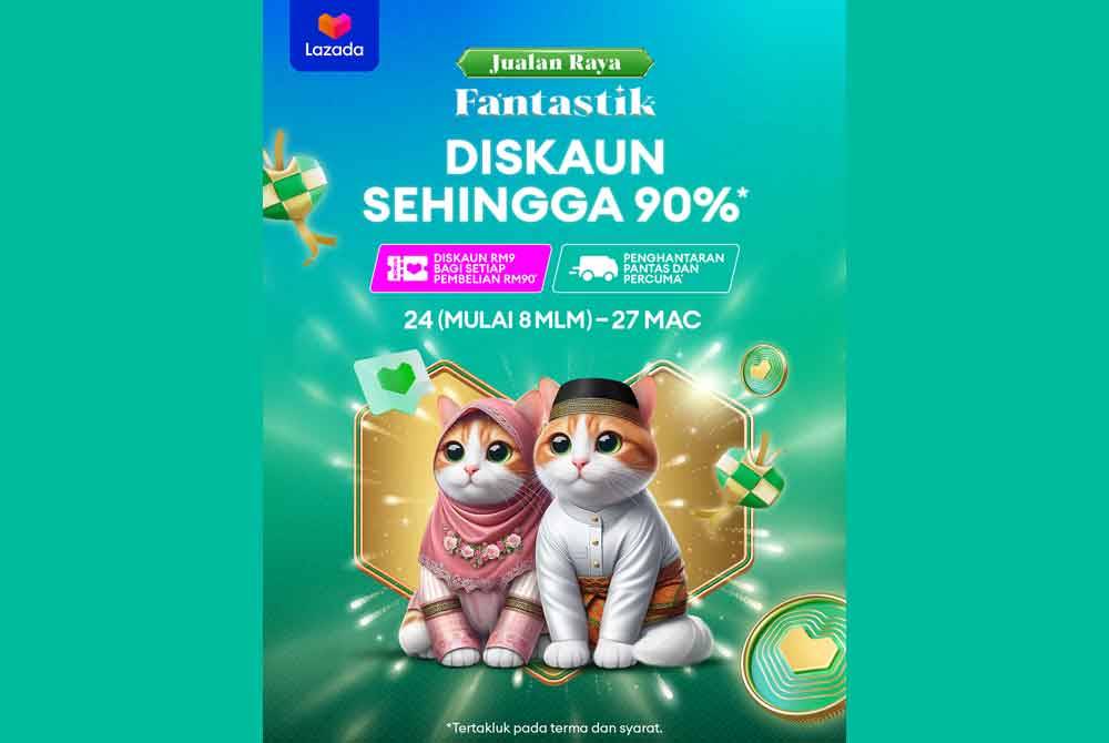 Lazada lancar Jualan Raya Fantastik Lazada bermula pada 24 Mac (jam 8 malam) hingga 27 Mac dengan menawarkan potongan harga sehingga 90 peratus.