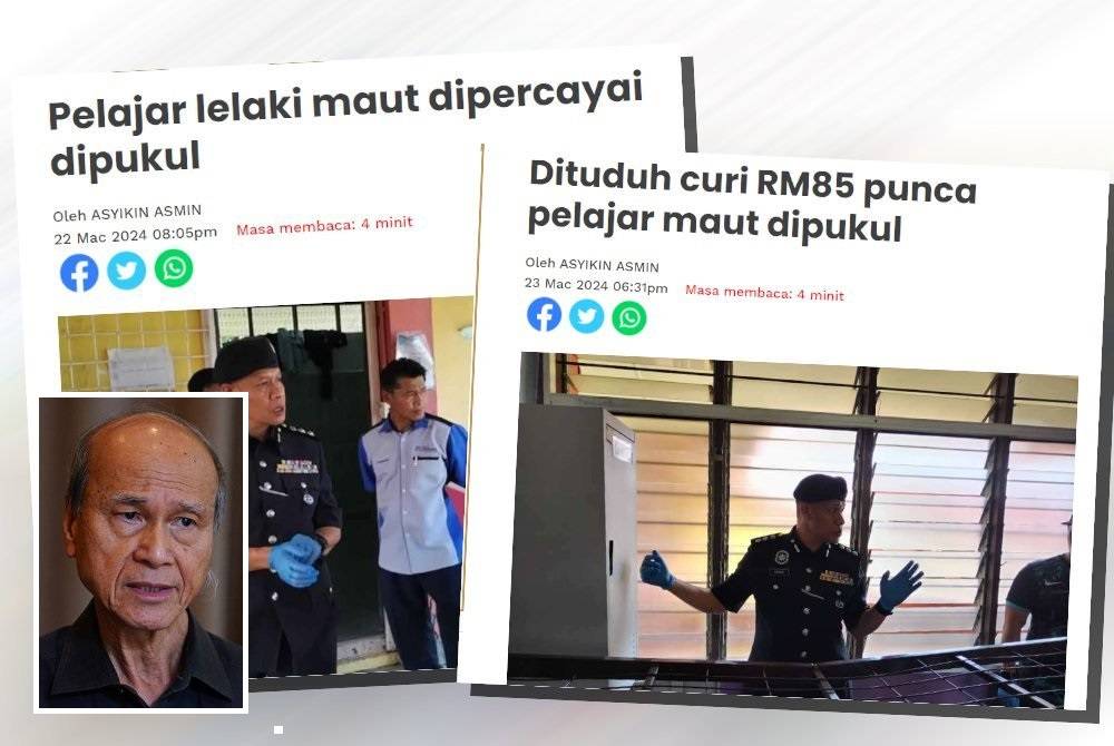 Laporan Sinar Online mengenai seorang pelajar maut dipukul gara-gara dituduh mencuri RM85 di asrama kolej vokasional di Sabah. (Gambar kecil: Lam Thye)