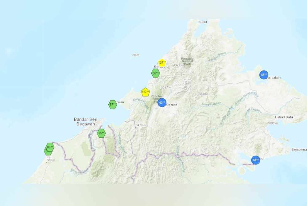 Dua kawasan di Sabah merekodkan bacaan Indeks Pencemaran Udara (IPU) yang tidak sihat.