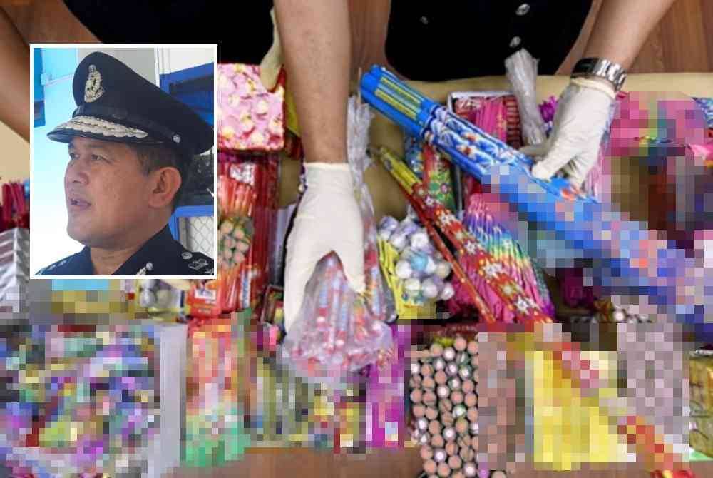 Polis Terengganu hanya meluluskan 128 daripada 158 permohonan permit menjual bunga api dan mercun sempena sambutan Aidilfitri setakat ini. - Gambar hiasan. Gambar kecil: Mazli