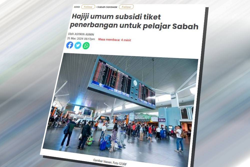 Laporan Sinar Harian pada Isnin.