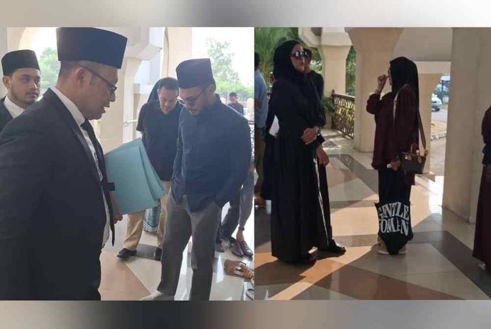 Safee (kiri) dan Fitria Elfina (kanan) hadir di Mahkamah Rendah Syariah Kuala Selangor pada Selasa.