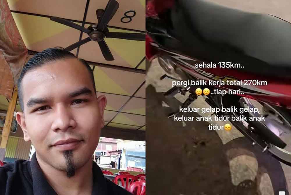 Tangkap layar video di aplikasi TikTok Reno yang menceritakan perjalanan harian sejauh 135km itu mendapat perhatian pengguna media sosial berkenaan.