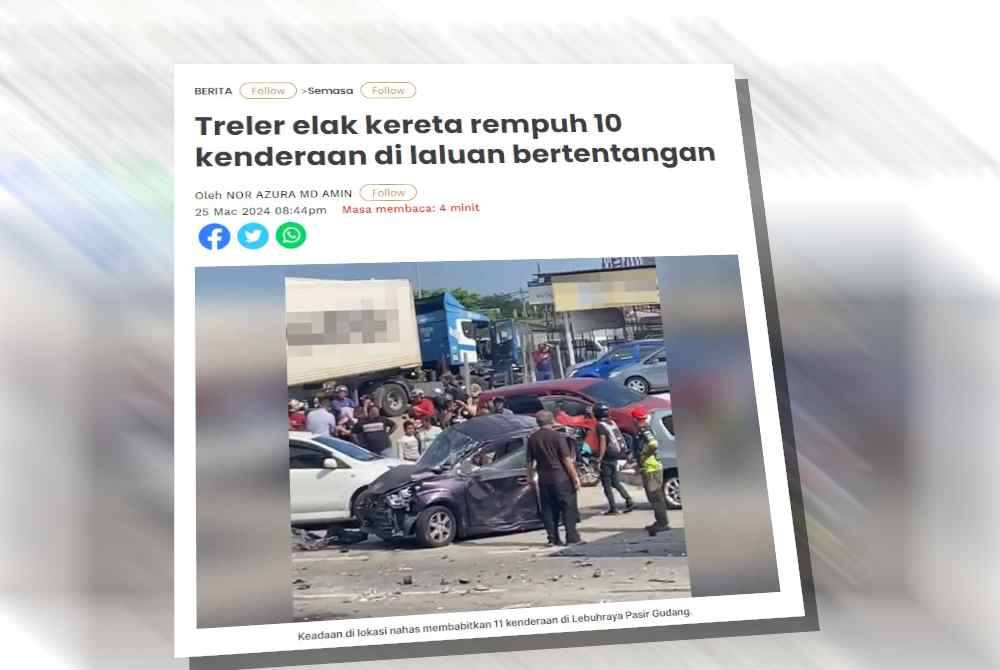 Laporan Sinar Harian berhubung kejadian kemalangan tersebut.