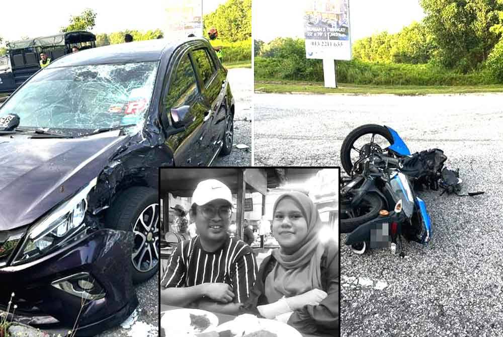 Kemalangan membabitkan motosikal ditunggang mangsa dan Perodua Myvi