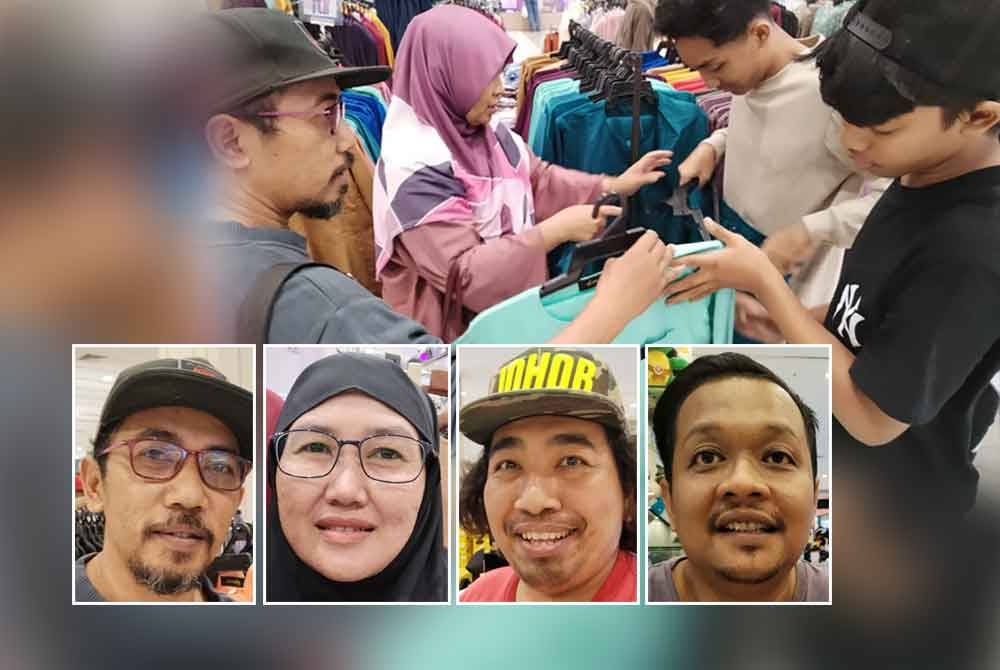 Azahari menunjukkan sepasang baju Melayu kepada anak-anaknya. Gambar kecil dari kiri: Azahari, Nurul Hayati, Ridzwan, Syazwan