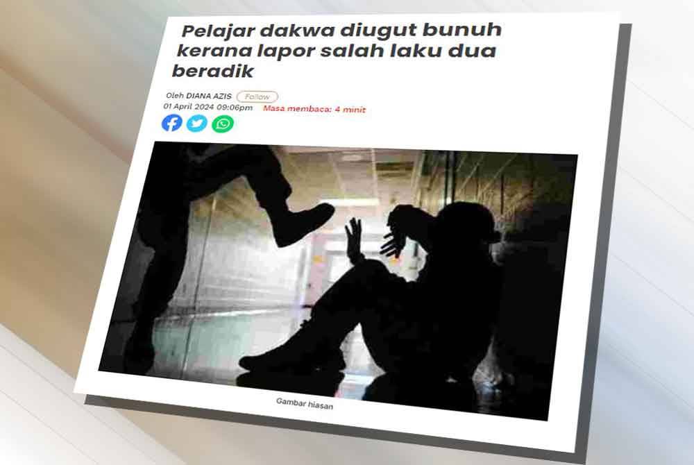 Sebelum itu, Sinar Harian pada Isnin melaporkan dua pelajar tersebut dibuli dan diugut oleh suspek yang masing-masing pelajar Tingkatan Dua dan Lima dengan mengancam mangsa menggunakan besi katil patah serta penyodok sampah sekiranya tidak mengikut kehendak mereka.