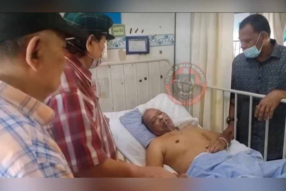 Persatuan Veteran VAT69 Komando melawat Apot yang menerima rawatan di Hospital Kampar. Foto FB Persatuan Veteran VAT69 Komando