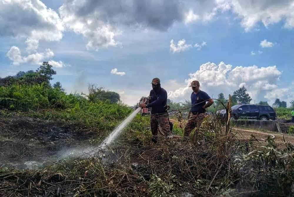 Anggota bomba menjalankan kerja-kerja pemadaman api di kawasan terbuka. - Foto: FB Bomba Pahang