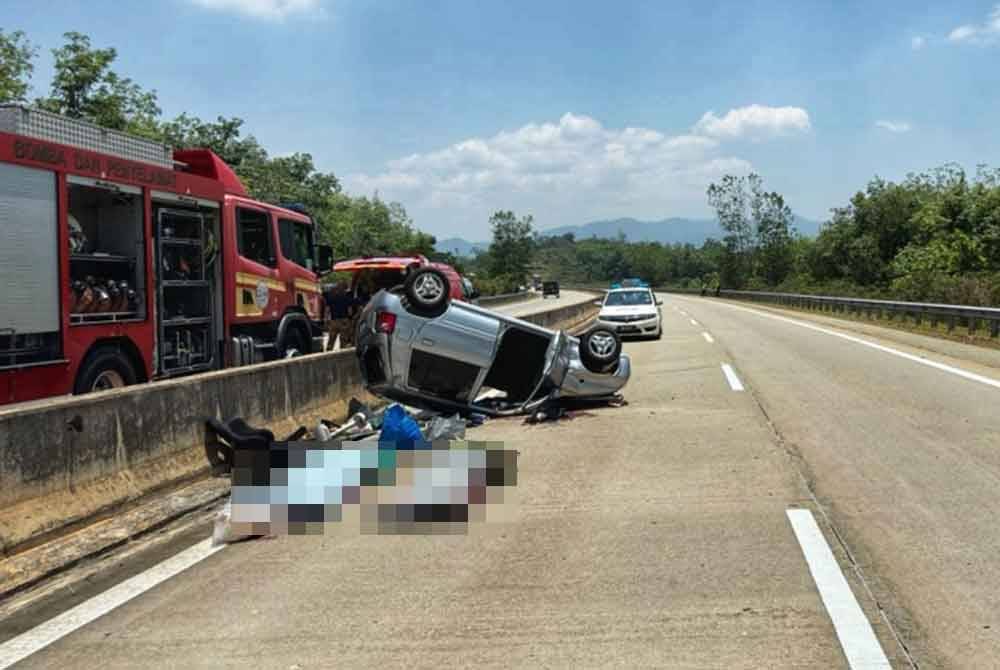 Perjalanan pulang pasangan suami isteri ke kampung halaman bertukar tragedi apabila kedua-duanya maut. Foto ihsan PDRM