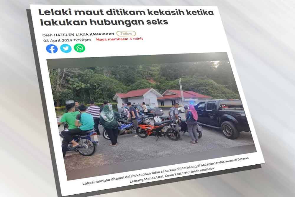 Laporan Sinar Harian pada 3 April lalu.