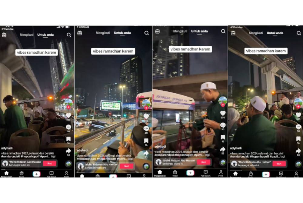 Sekumpulan anak muda yang mengambil peluang mengimarah Ramadan dengan mengalunkan selawat dan zikir menggunakan bas KL Hop-On Hop-Off di sekitar Kuala Lumpur.