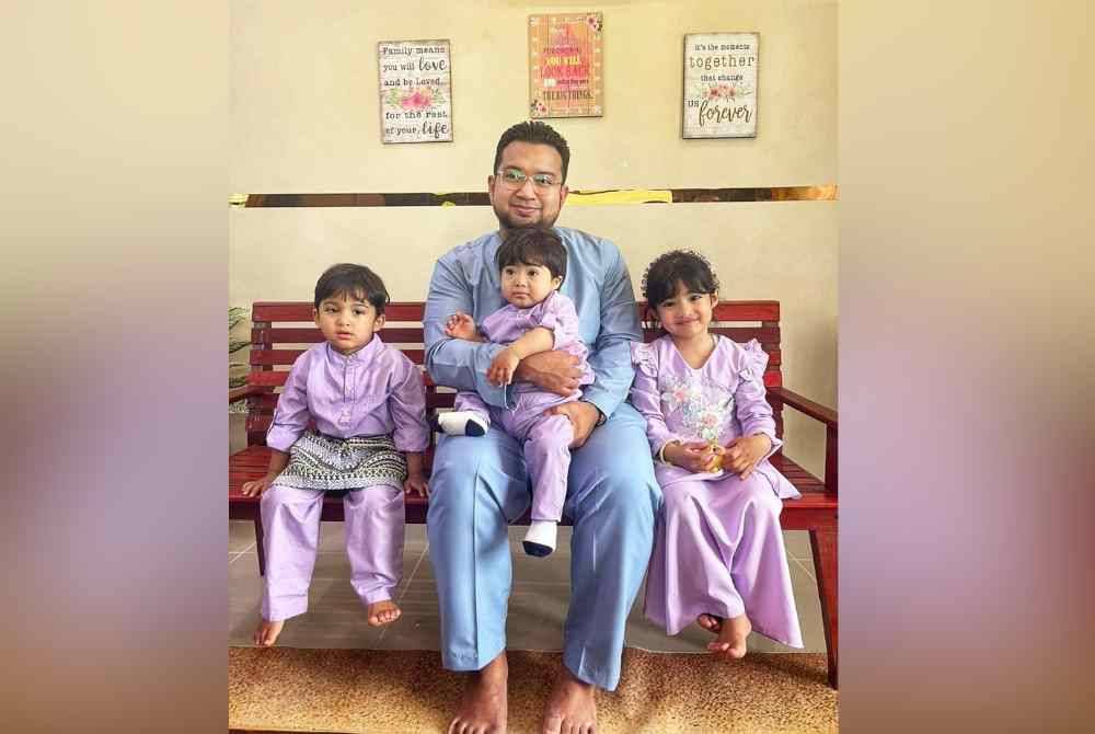 Nadir Al-Nuri (tengah) gembira apabila dapat menyambut Aidilfitri bersama anak-anaknya di Malaysia.