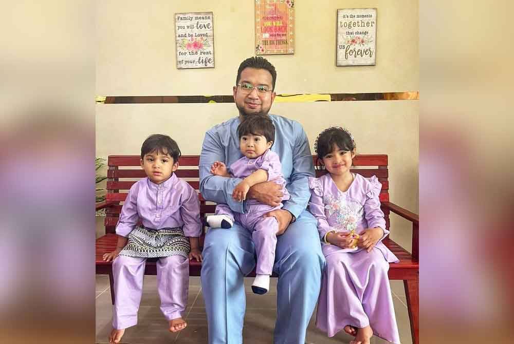 Muhammad Nadir berkongsi foto raya bersama anak-anaknya.