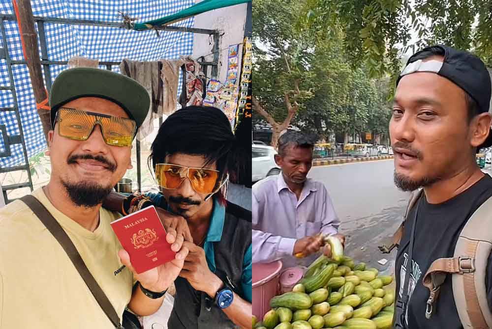 Fakhrul Aizat tidak melepaskan peluang bergambar bersama penjual teh tarik popular di India iaitu Dolly Chaiwala (kiri). Tangkap layar video tular yang mencecah hampir 19 juta tontonan di platform TikTok @fakhrulaizat69. Foto Facebook Fakhrul Aizat.