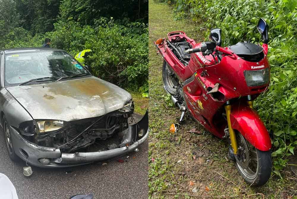 Keadaan kenderaan yang terlibat dalam kemalangan terbabit - Foto: IPD Kluang