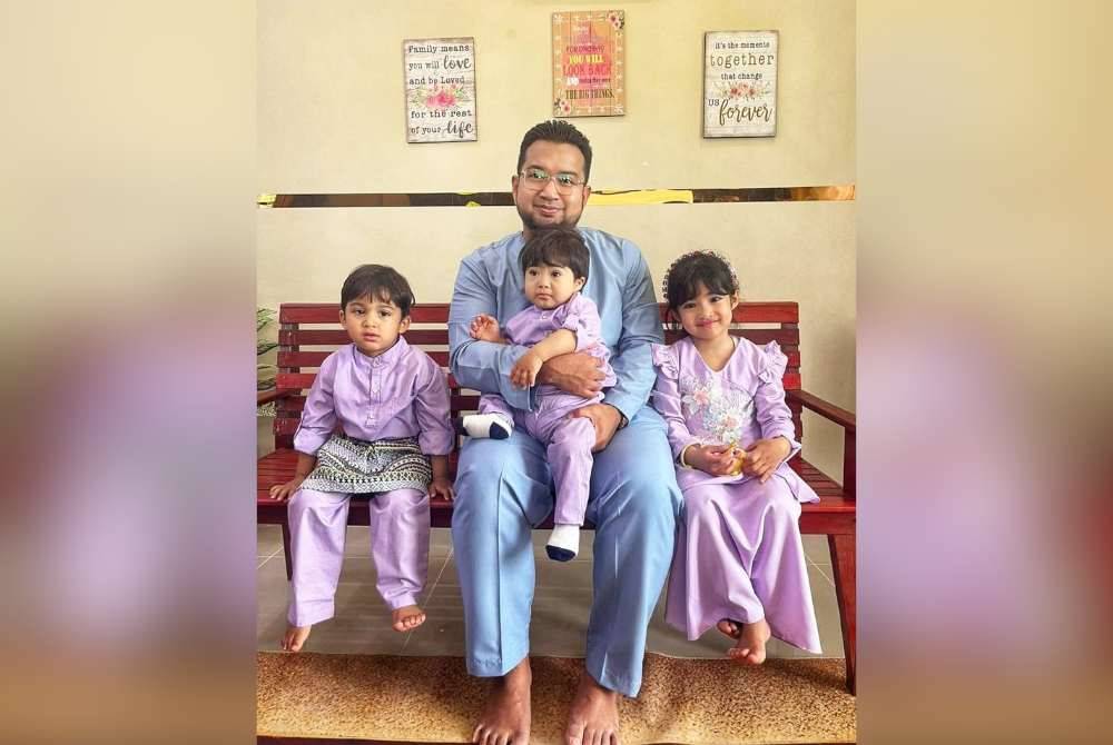 Nadir Al-Nuri (tengah) gembira apabila dapat menyambut Aidilfitri bersama anak-anaknya di Malaysia.