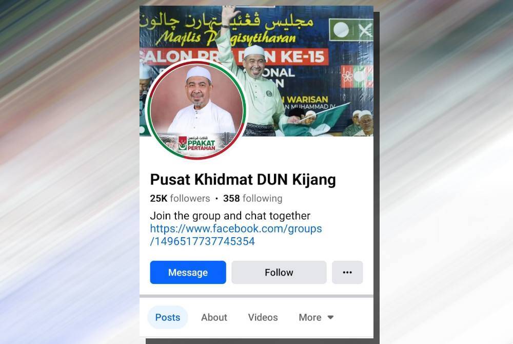 Akaun Facebook Pusat Khidmat DUN Kijang yang mempunyai 25,000 pengikut digodam oleh individu tidak bertanggungjawab.