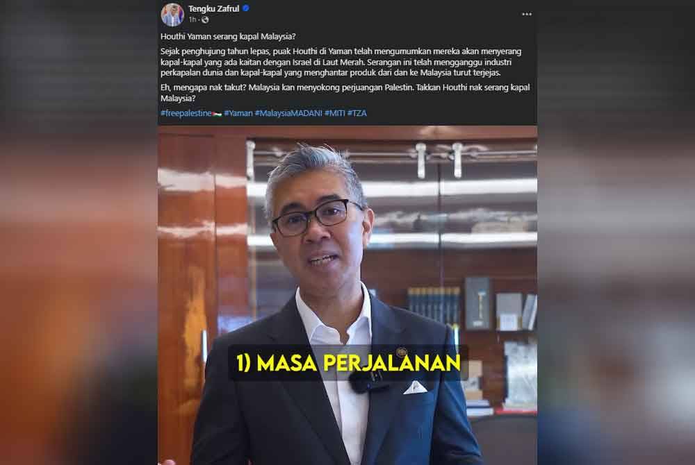 Tengku Zafrul berkata, serangan berkenaan mengganggu industri perkapalan dunia dan kapal yang menghantar produk Malaysia turut terjejas.