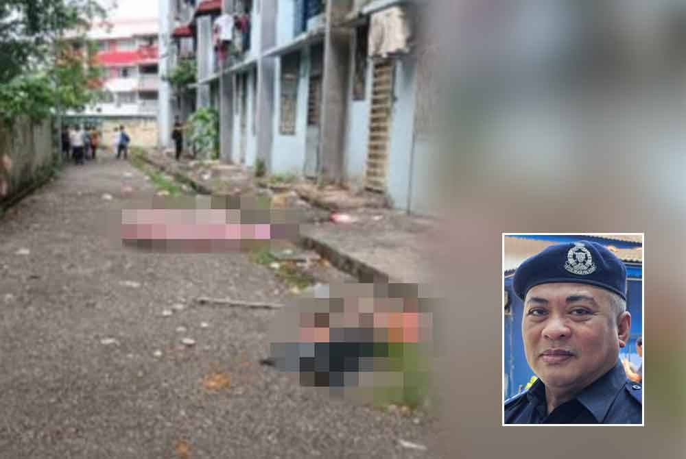 Mayat seorang lelaki ditemukan tidak sempurna dipercayai terjatuh dari tingkat 13 sebuah rumah pangsa di Ipoh. Foto ihsan pembaca, gambar kecil: Abang Zainal Abidin