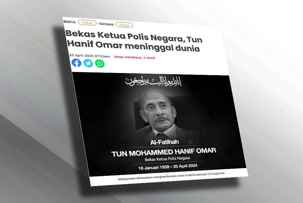 Laporan Sinar Harian pada Sabtu.