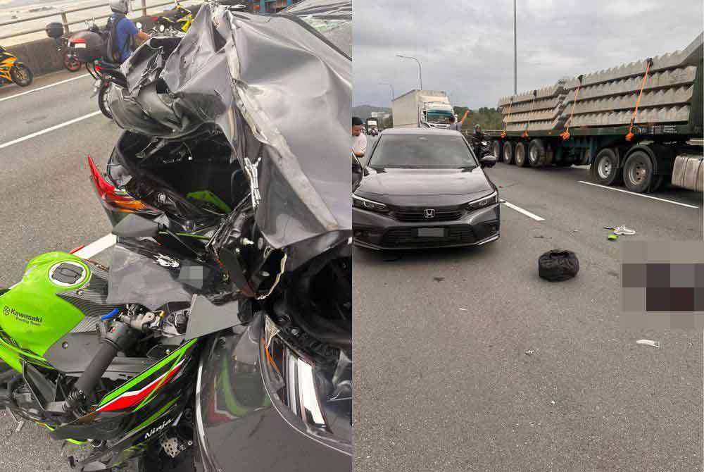 Keadaan kenderaan yang terlibat dalam kemalangan di KM 0.5 Lebuhraya Link Kedua arah Selatan pada Sabtu. - Foto: IPD Iskandar Puteri