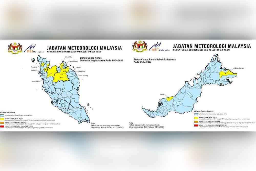 Tangkap layar gambar perkongsian MetMalaysia di Facebook pada Ahad