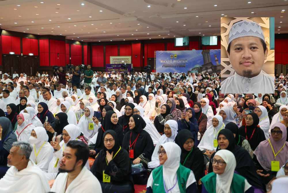 Lebih 2,000 bakal jemaah haji menghadiri Kursus Perdana Haji Peringkat Wilayah Persekutuan di Masjid Wilayah Persekutuan pada Sabtu lalu. (Gambar kecil: Umar Ikhwan)