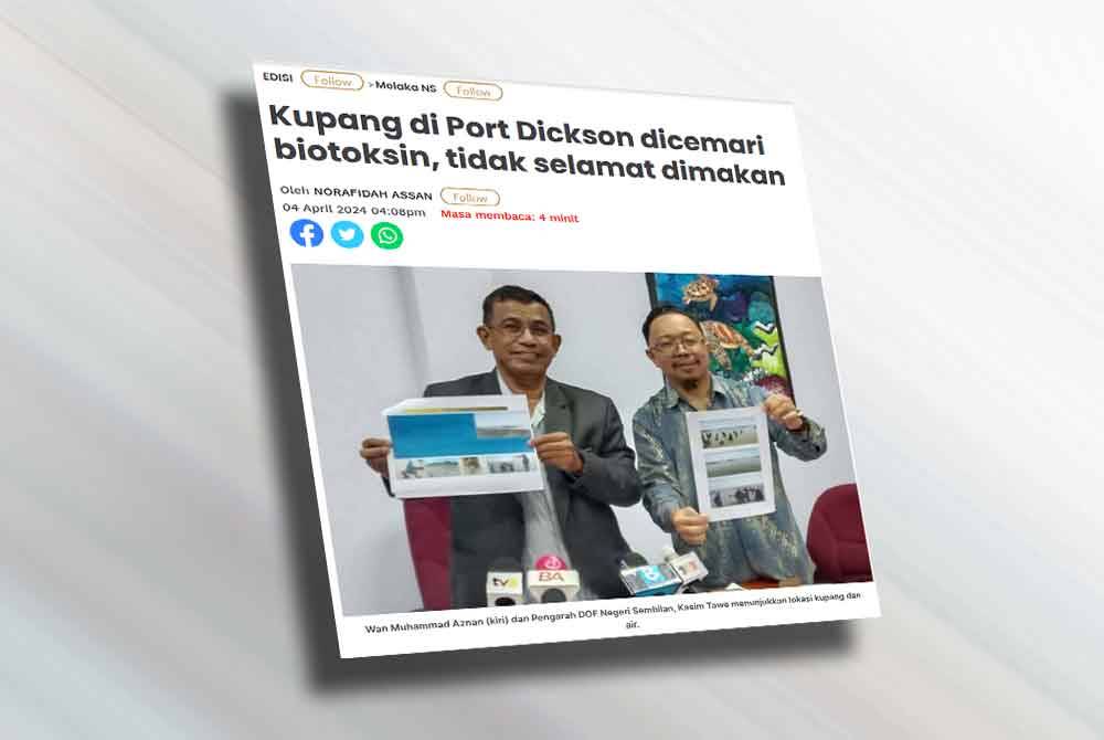 Laporan Sinar Harian berkenaan kupang di Port Dickson.