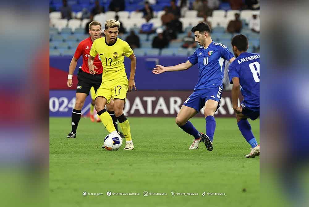 Skuad Bawah 23 Tahun kebangsaan menutup kempen Piala Asia B-23 2024 tanpa sebarang kemenangan selepas tewas 1-2 kepada Kuwait pada perlawanan terakhir Kumpulan D di Stadium Al Janoub di Al Wakrah, Qatar awal pagi ini. - Foto Facebook FAM