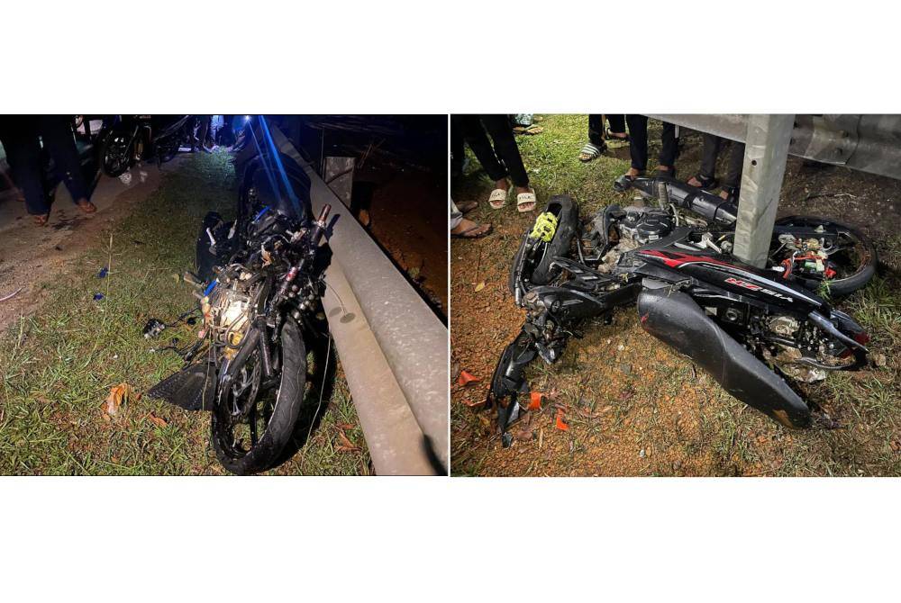 Motosikal mangsa yang terlibat dalam kemalangan maut di Kilometer 53 Jalan Kota Bharu-Kuala Krai di Machang, pada Jumaat. Foto ihsan PDRM