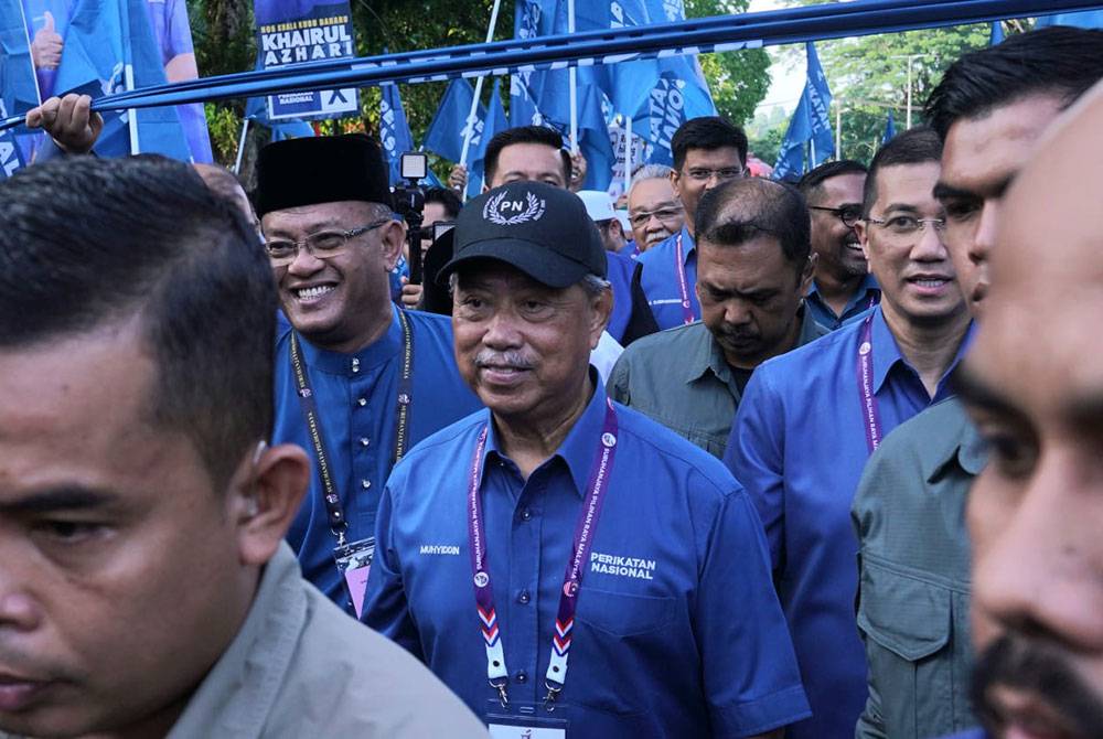 Muhyiddin ketika hadir pada penamaan calon Pilihan Raya Kecil (PRK) Kuala Kubu Baharu pada Sabtu. Foto: Sinar Harian-MOHD HALIM ABDUL WAHID