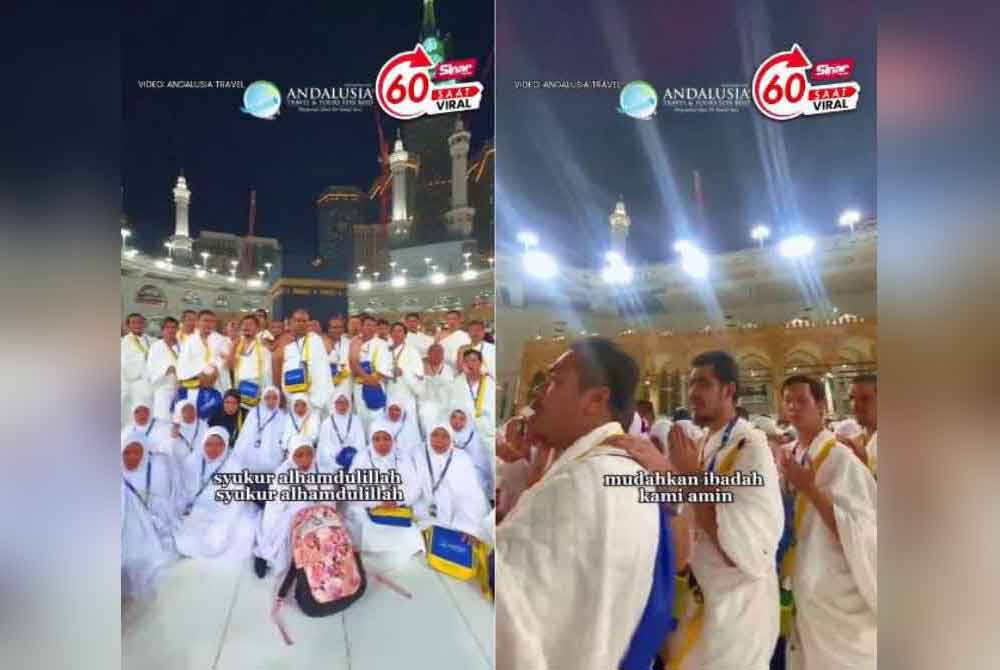 Tangkap layar video yang dimuat naik di laman sosial milik syarikat pengendali umrah dan haji itu mengundang sebak orang ramai.