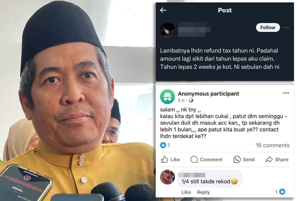 Tangkap layar hantaran di aplikasi media sosial menunjukkan kebanyakan orang ramai mula merungut mengenai proses pemulangan cukai lebihan tahun ini lebih lambat daripada tahun sebelumnya.