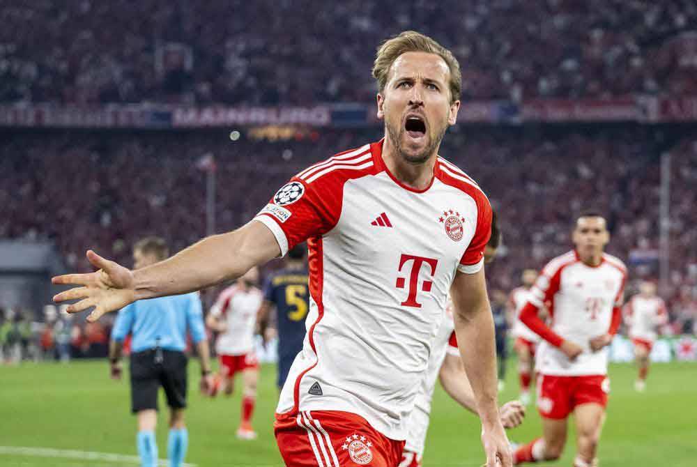 Kane antara penjaring gol buat Bayern ketika menentang Real dalam separuh akhir pertama Liga Juara-Juara di Stadium Allianz Arena, pada Rabu. Foto: Agensi