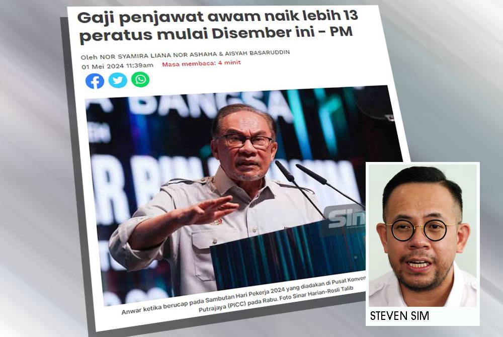 Pada Rabu, Anwar mengumumkan kenaikan gaji penjawat awam lebih 13 peratus bermula Disember ini, antara tertinggi dan terbaik dalam sejarah negara dan kenaikan itu melibatkan peruntukan lebih RM10 bilion.