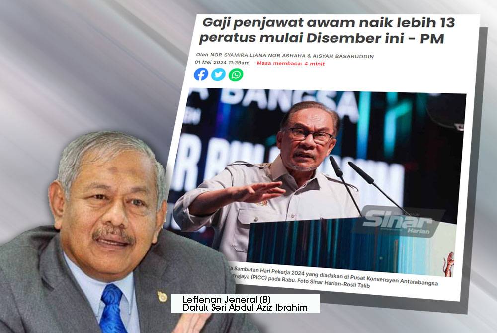 Tangkap layar artikel berkaitan pengumuman kerajaan mengenai kenaikan gaji penjawat awam pada Rabu