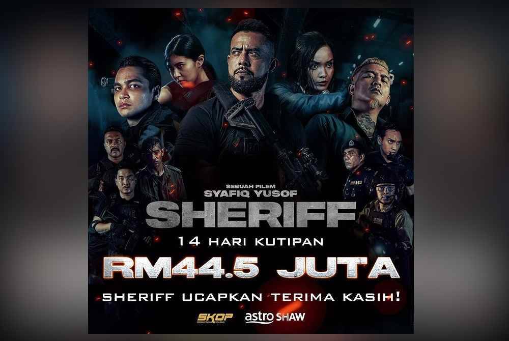 Filem Sheriff meraih kutipan mencecah RM44.5 juta selepas 14 hari filem itu ditayangkan. Foto Instagram Syafiq Yusof