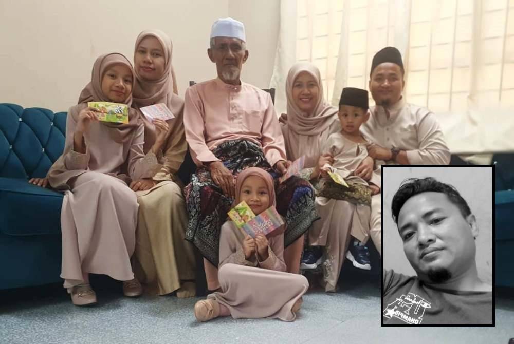 Allahyarham Khairul Hamizy (kanan) merakam gambar bersama keluarganya ketika sambutan Hari Raya Aidilfitri baru-baru ini. (Gambar kecil: Allahyarham Khairul Hamizy)