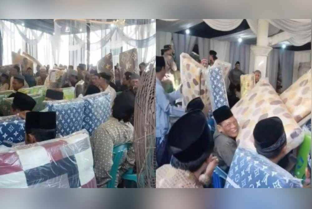 Beberapa tetamu yang hadir majilis perkahwinan menerima hadiah tilam. Foto Agensi