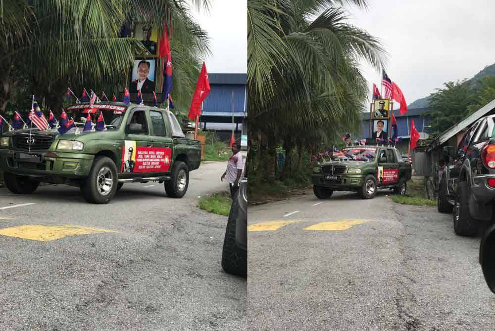 Sebuah kenderaan pacuan empat roda didapati menggunakan gambar Yang di-Pertuan Agong, Sultan Ibrahim ketika kempen PRK Kuala Kubu Baharu.