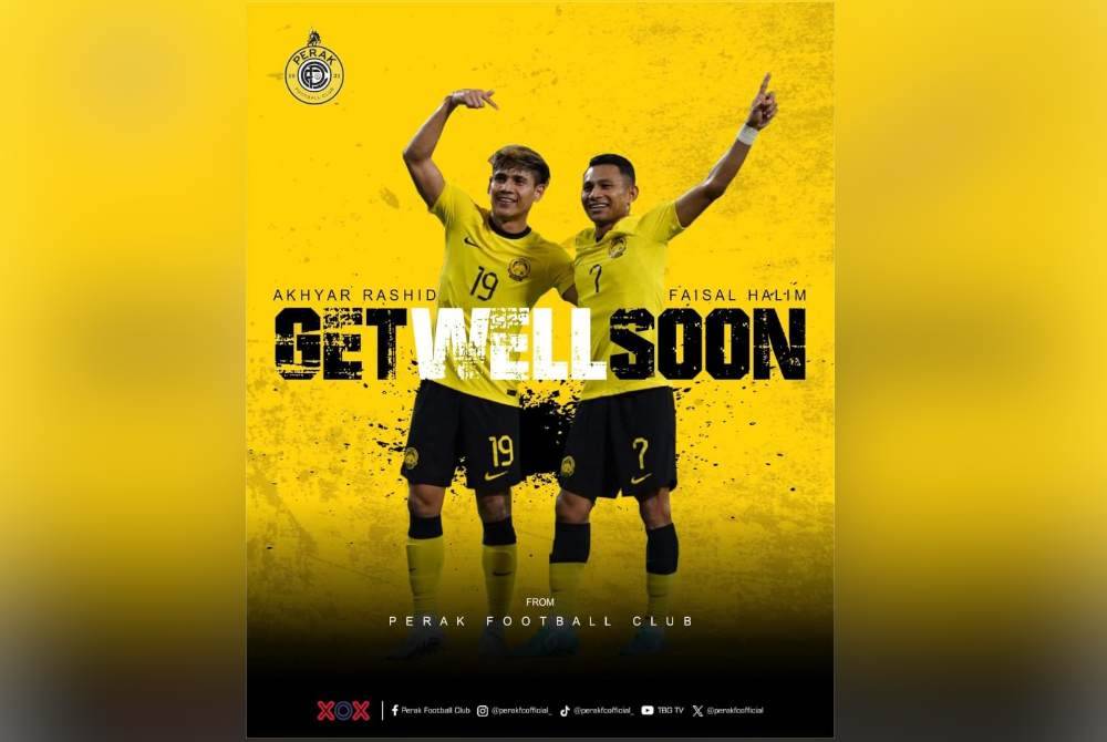 Perak FC mendoakan kesihatan Faisal dan Akhyar. Foto Perak FC