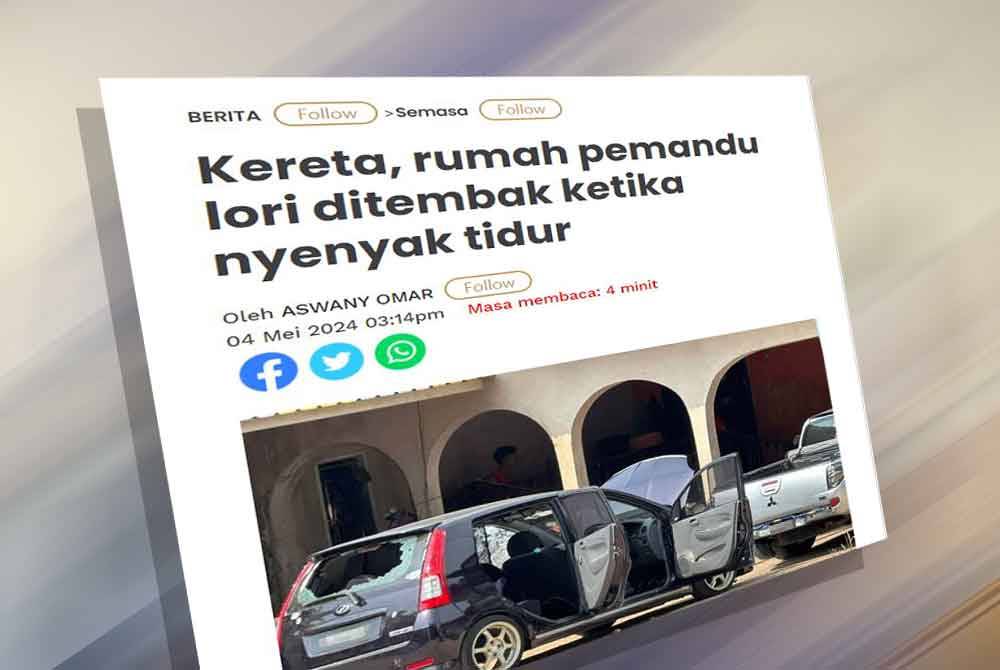 Sinar Harian sebelum ini melaporkan seorang pemandu lori bingung apabila pekarangan rumahnya ditembak beberapa das ketika sedang nyenyak tidur sehingga merosakkan dua kenderaan yang diparkir di hadapan kediaman itu.