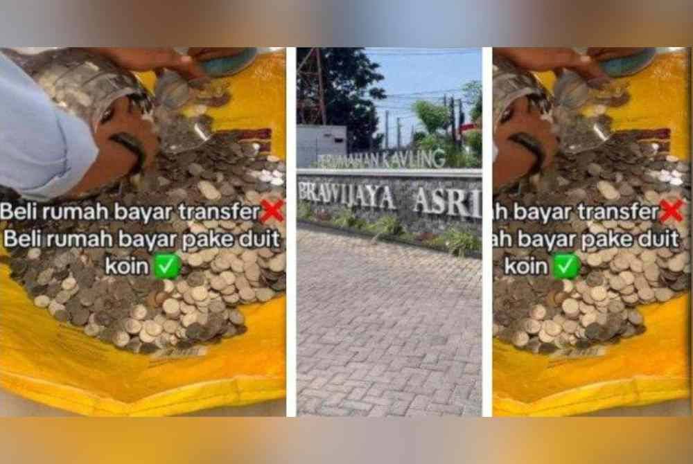 Gambar tangkap layar bekas wang syiling dibawa penjual apam balik untuk membeli rumah. - Agensi