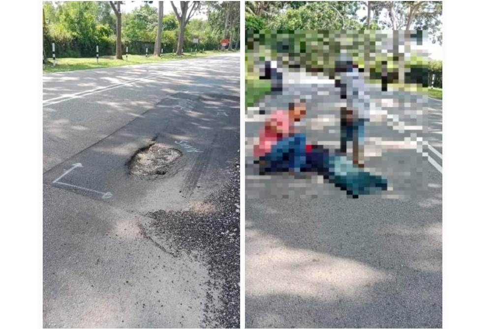 Tular gambar kemalangan maut yang menimpa mangsa di Jalan Gapam-Bemban, di Jasin, pada pagi Isnin.