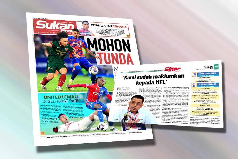 Laporan Sukan Sinar pada Rabu.