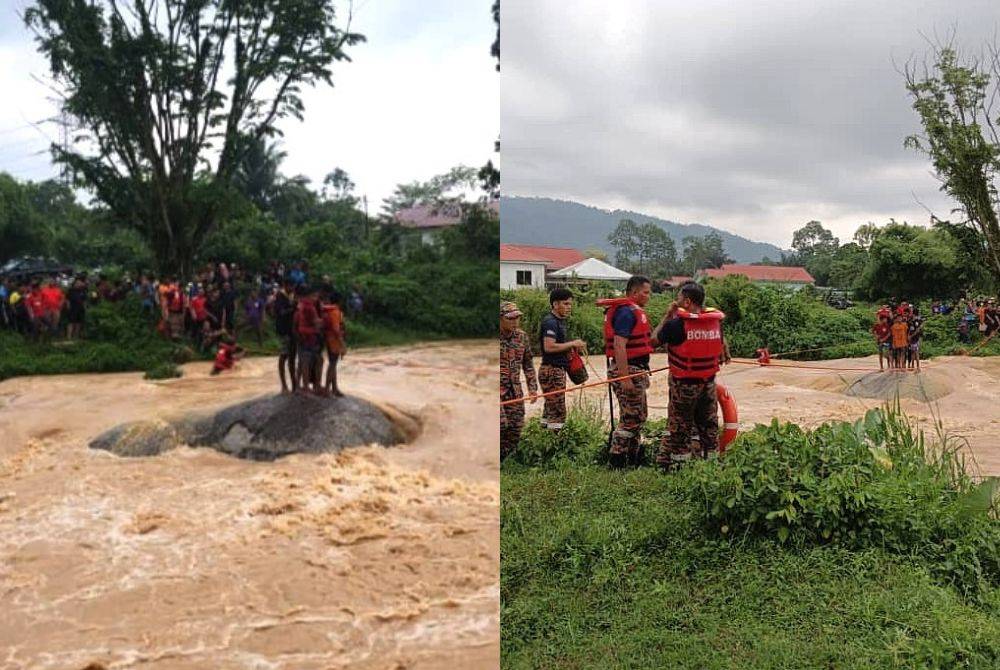 Bomba berjaya menyelamatkan kesemua mangsa daripada dihanyutkan kepala air - Foto: Bomba