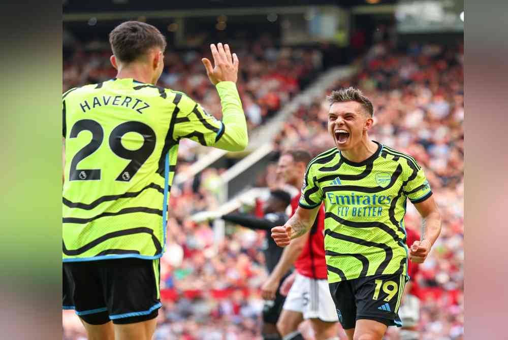 Trossard pencetak gol tunggal kemenangan Arsenal ke atas Manchester United dalam perlawanan Liga Perdana Inggeris di Old Trafford pada Ahad. Foto Agensi