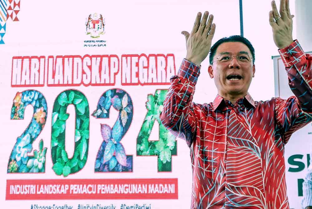 Menteri Perumahan dan Kerajaan Tempatan, Nga Kor Ming pada Pra Pelancaran Sambutan Hari Landskap Negara (HLN) 2024 di Taman Persahabatan China-Malaysia, Anjung Floria pada Rabu. Foto Bernama